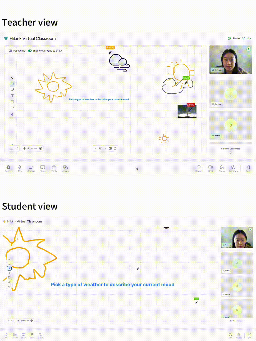 Whiteboard follow mode